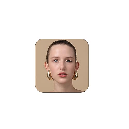 Extra Large Big Drop Earrings for Women, Oversized Chunky Gold Hoop Earrings Lightweight Hypoallergenic Gold Plated Earring Fashion Jewelry