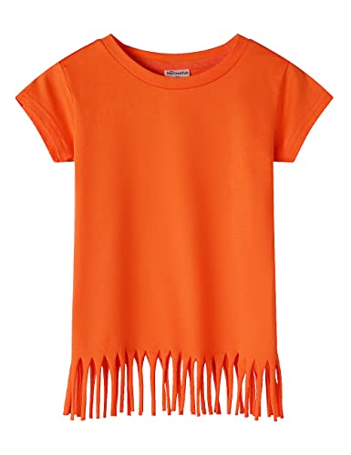 Image of Noomelfish Girls Short Sleeve Fringe T-Shirts Soft Jersey Cotton Tee Tops (3-12 Years)