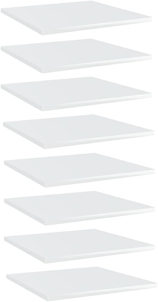 Set of 4 Bookshelf Boards Replacement Panels Storage Units Organizer Display Shelves, High Gloss Gray 31.5"x7.9"x0.6" Engineered Wood