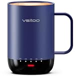 VSITOO S3 Pro 16oz Smart Self Heating Coffee Mug,Heated Coffee Mug with Auto-Sensing AI Heats Drinks to 120-150°F Hands-Free.Perfect for Home/Office, Gift fo Men/Women，Blue