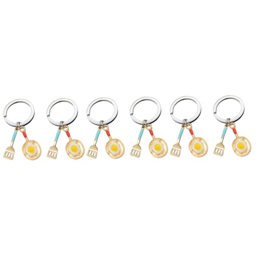 WOFASHPURET 3 Series Llaveros Creativos Freír Fritura Anillos Cacerola Key Organizer Funny Llaveros Adornos 2 Piezas X 3