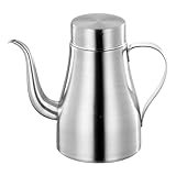 JECOMPRIS Recipiente para Aceite de Cocina de Acero Inoxidable 304, Bote de 24 Oz sin Filtro, Boquilla Antigoteo para Uso Doméstico y Vertedor de Salsa para Cocina y Comedor