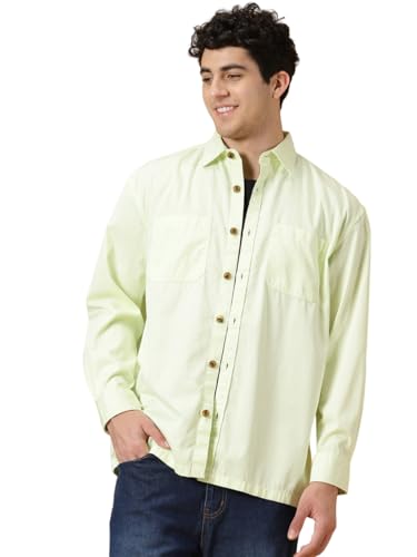 Image of Thomas Scott Men's | Solid | Full Sleeve | Oversized Fit | Cotton Blend | Spread Collar | Casual Shirt