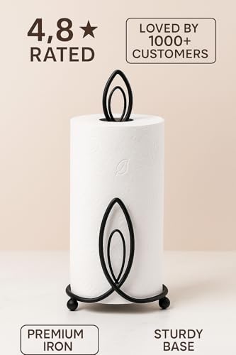 Image of Craft Expertise Tissue Paper Holder - Black Iron Toilet Paper Holder for Bathroom -Toilet Roll Holder & Organizer - Durable Toilet Tissue Rack (Length 4.5 x Width 4.5 x Height 9 Inches) (Napkin-V)