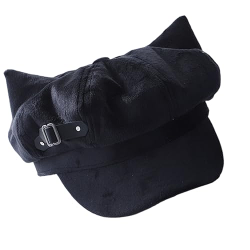LFRXION Trendy Painter Hat Buckle Fashion British Berets for Dating Photography Cabbie Headwear Painter Party Wear Black