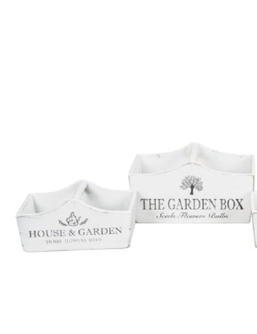 Arinosa Gardenbox Blumenkiste Shabby Chic Holz Weiß Set 29x18xH14cm /...