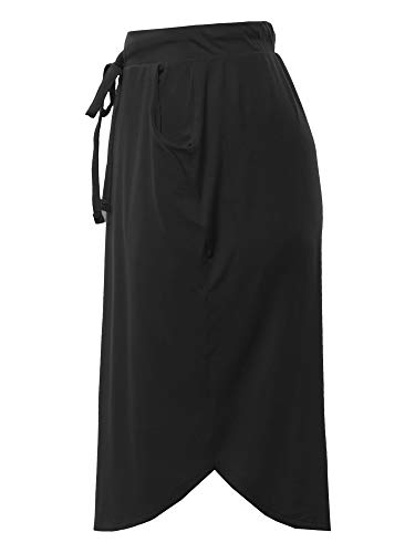 A2Y Elastic Waist Self Tie Tulip Hem Side Pocket Skirt Black Xl thumb #2