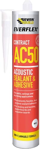 Image of Everbuild Everflex AC50 Contract Acoustic Sealant and Adhesive, White, 380 ml (Pack of 12)