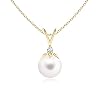 ANGARA Natural Freshwater Pearl Pendant Necklace with Diamonds in Sterling Silver, 14K Solid Gold for Women, Girls, June…