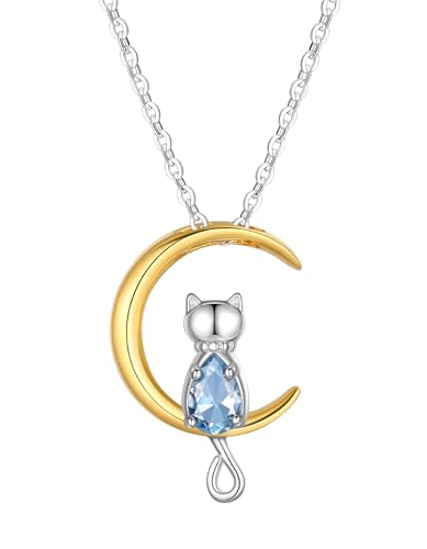 PleasantDayの月の上の猫ネックレス