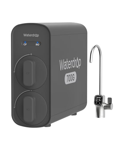 Waterdrop G5P700 Filtro de Agua por Ósmosis Inversa, Certificado NSF/ANSI 372, Sistema de Flujo Rápido 700G, Ósmosis Inversa de 7 Etapas, Relación de Pureza 2:1, Grifo LED Inteligente, Sin BPA