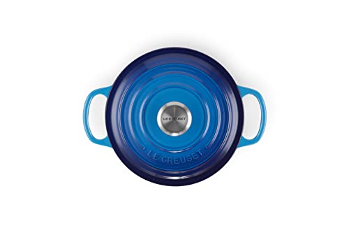 Image of Le Creuset Signature Enamelled Cast Iron Round Casserole Dish With Lid, 18 cm, 1.8 Litre, Azure, 21177182202430