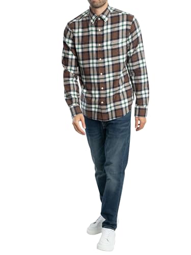 Gant Unisex. 3240216 Camicia In Flanella Vestibilità Regolare Scozzese Marrone (M), Casual, Cotone, Manica Lunga, Sostenibile - 5