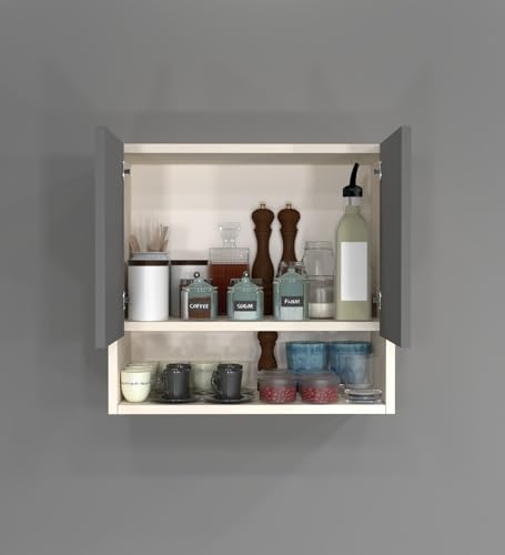 Image of SPECIALITY PANELS 2 Door Wall Cabinet with UV Profile Shutter | Wall Mounted Storage Cabinet for Kitchen Bathroom Living Room | Wooden Wall Cabinet Organizer UV Grey Finish | DIY Assembly