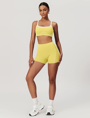 Yoga Sets for Women 2 Piece Workout Sets Contrast Trim Sports Bra High Wasit Tummy Control Butt Shorts Jogger Outfits2