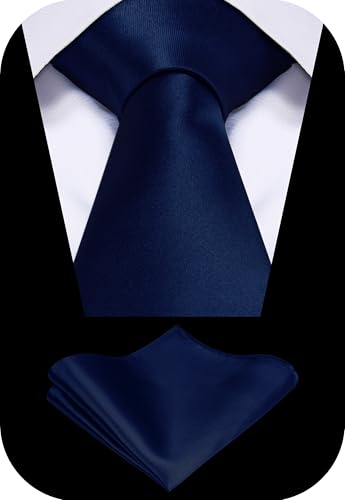 Image of TIE G Solid Satin Woven dyed Color Formal Black Necktie and Pocket Square Sets in Gift Box