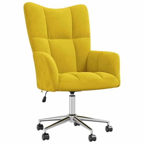 vidaXL Sedia reclinabile con ruote girevole in altezza regolabile sedia TV sedia imbottita sedia reclinabile sedia ad ala sedia soggiorno senape velluto giallo