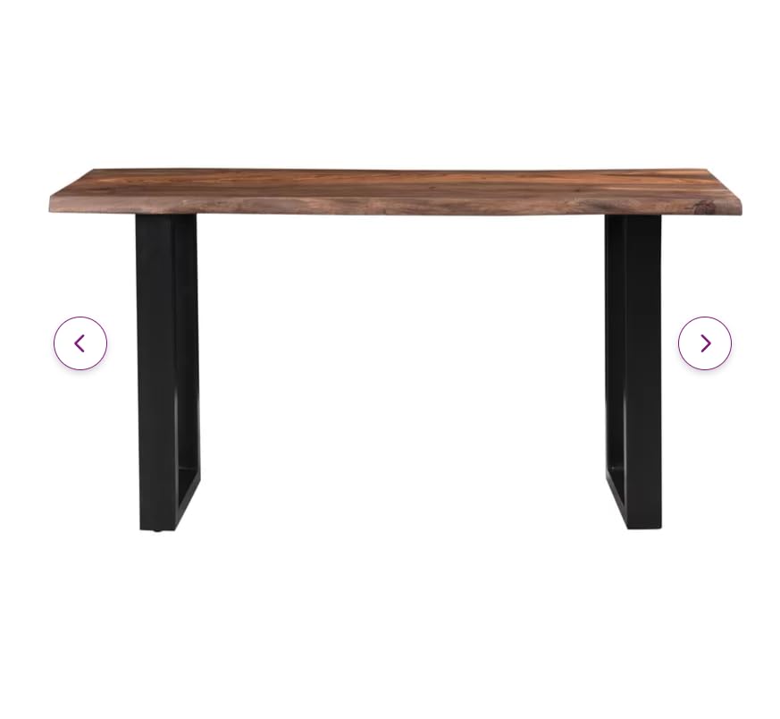 Image of Homey Essense Contemporary Metal & Solid Sheesham Wood Live Edge for Entryway, Live Edge Console Table for Hallway, Console Table for Living Room | Brown