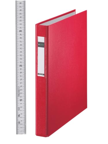 Leitz 42120025 Ringbuch Standard, A4, PP, 4 Ringe, 25 mm, rot