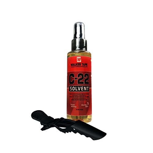 C22 Solvent Wig Glue Remover 4oz w/Hair Sectioning Clip Bundle Pack | Wigs Glue Adhesive Remover Spray | Front Bonding Weave Active Lace Tape Melting Spray | Super Bold Hold Adhesive Glue Remover