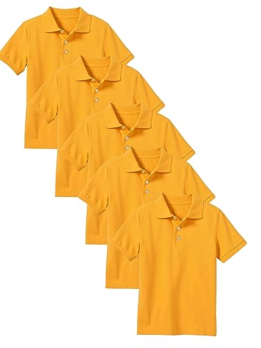 Image of Galaxy by Harvic Polo Shirt for Boys - 5 Pack School Uniform for Boys, Tagless Cotton Blend - Soft Comfortable Everyday Wear