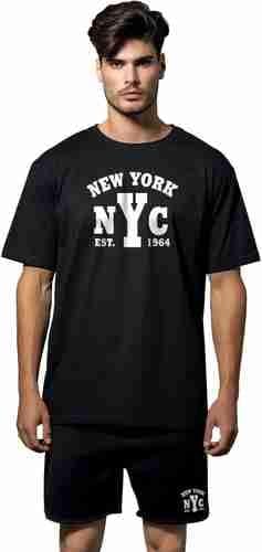 Men's NYC 100% Hosiery Cotton Men's T-Shirt and Shorts Set | Casual Loungewear | Breathable Comfort | T-Shirt And Shorts Set For Men | Night Wear For Men (Set of 1)-image-31