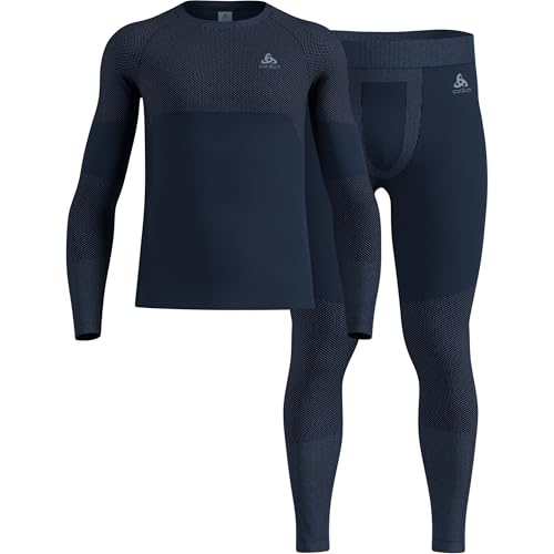 Odlo Fundamentals Performance Warm Set Long Baselay-Set (1 unidad), Azul oscuro (Dark Sapphire), L