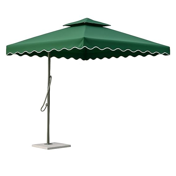 Image of 10ft Square Cantilever Umbrella with Crank | Waterproof Offset Hanging Patio Umbrella with Double Roof | Outdoor Sunshade for Garden, Balcony & Restaurant, Terrace & Poolside