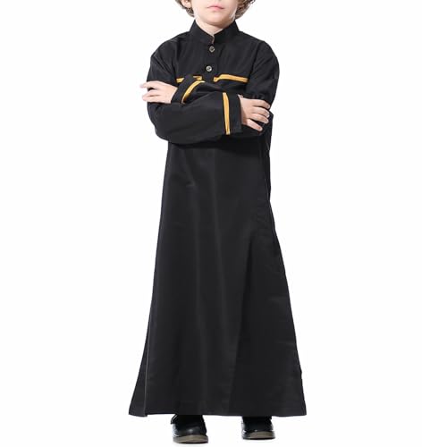 Boys Muslim Dress Kids Prayer Outfits Thobe Prayer Clothes Eid Outfits Long Sleeve Stand Collar Arabic Abaya Robe3