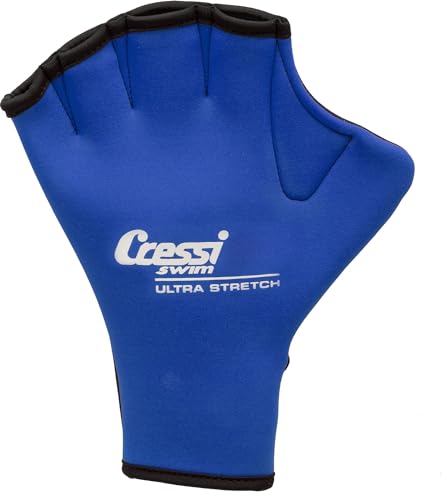 Cressi Swim Gloves, Guanti Palmati in Neoprene per Il Nuoto e l'Allenamento Unisex – Adulto, Blu, M