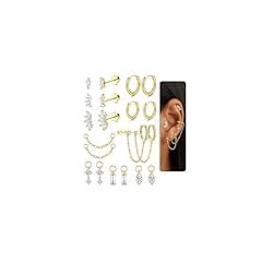 14k Chain style -3 pair CZ pendant