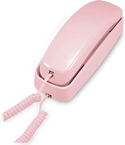 Image of AT&T TRIMLINE 210 Corded Home Phone, No AC Power Required, Improved Easy-wall-mount, Lighted Big Button Keypad, 13 SpeedDial Keys, Last Number Redial, Mute, Flash, Volume Control, Princess Phone, PINK