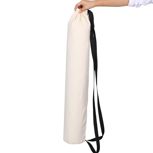 Bolsa para esterilla de yoga de tela Oxford beige con práctico cordón ajustable 4