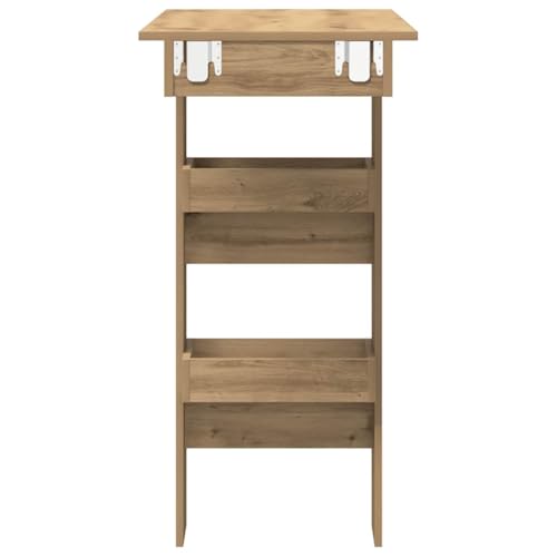 Mesa alta de madera de roble Artisan con 2 compartimentos de 102x45 cm 6