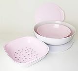  TUPPERWARE Allegra Servierschüssel 3,5L Weiß/Silber + 1,5L Rosa/Silber + 1,33L Siebservierer Rosa/Weiß/Silber + Prinzessin Trinkbecher 330ml