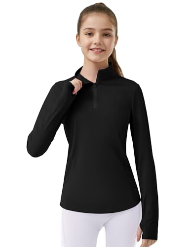 JOCMIC Girls Half Zip Athletic Jacket, Equestrian Horse Riding Long Sleeve Shirt, Kids Workout Jackets for Golf2