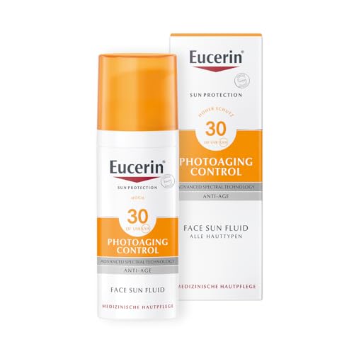 Eucerin Photoaging Control Face Sun Fluid LSF 30 50 ml, Sonnencreme für das Gesicht mildert effektiv Falten, feuchtigkeitsspendender Sonnenschutz mit Hyaluronsäure und UVA/UVB-Filtern