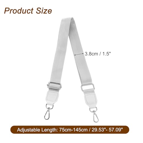 Image of uxcell Wide Shoulder Strap, 3.8cm Adjustable Purse Strap Replacement Crossbody Strap for Shoulder Bag Handbag, Silver, Silver Square Mouth Buckle