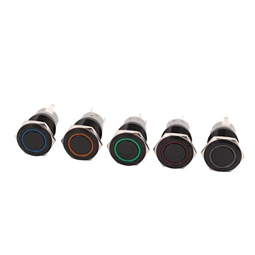 Aexit 5pcs 19mm DC 12V LED Light 5 Pin SPDT Momentary Push Button Switch (e88b3007918c6d8854aae7c64ec17305)
