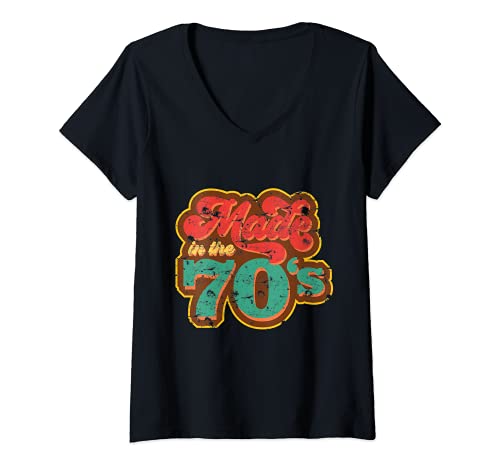 Donna Made in the 70s | Retro Vintage T-Shirt 70s Style T-Shirt Maglietta con Collo a V