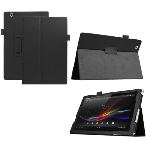 Schutzhülle für Sony Xperia Z4 Ultra Tablet 10.1 SGP771 SGP712 SGP711, ultradünn, Folio-Ständer, leicht, Leder, für Sony Xperia Z4 10.1 SO-05G SOT31 (schwarz)