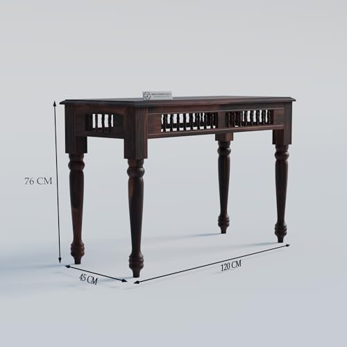 Image of Jangid Handicraft Sheesham Wood Console Table for Living Room | Wooden Entryway Hallway Sofa & Fish Tank Table | Traditional Side Table for Home & Office | Solid Rosewood | Walnut Finish