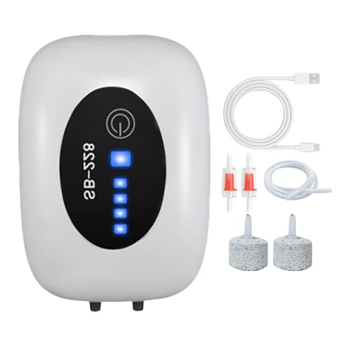 Pompe à air pour aquarium 2 sorties rechargeable pour aération de bassin intérieur
