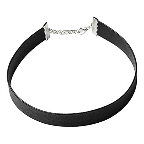 hearsbeauty Women Stylish Punk Faux Leather Neck Choker Simple Necklace Jewellery Gift Black Cover