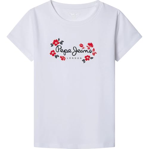 Pepe Jeans Maisie T-Shirt, Bianco, 10 Anni Bambine E Ragazze
