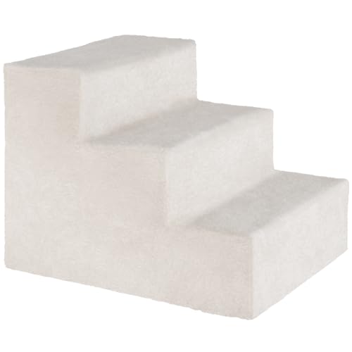 tectake® Hundetreppe oder Katzentreppe, Haustiertreppe, Einstiegshilfe mit waschbarem Bezug, extra Flache Treppenstufen, Tiertreppe für Sofa, Bett oder Auto (Sand, 37 x 45 x 34,5 cm, 3)