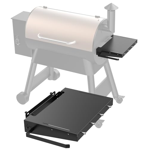 PHYPOBLE Folding Grill Side Shelf for Traeger Grills Foldable Grill Shelf with Hooks & Paper Towel Holder for Traeger Pro 22 Pro 34 Pro 575 Pro 780 & Other Grills Accessories to Add Storage Space