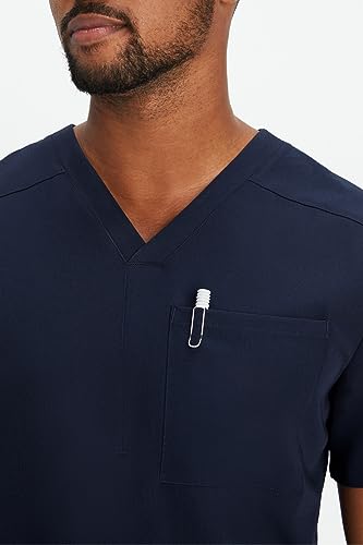 Image of Fabletics Men's Helix 1-Pocket Scrub Top - MotionTech, Wrinkle-Resist, Chest Pocket, Anti-Shrink, Semi-Slim Fit