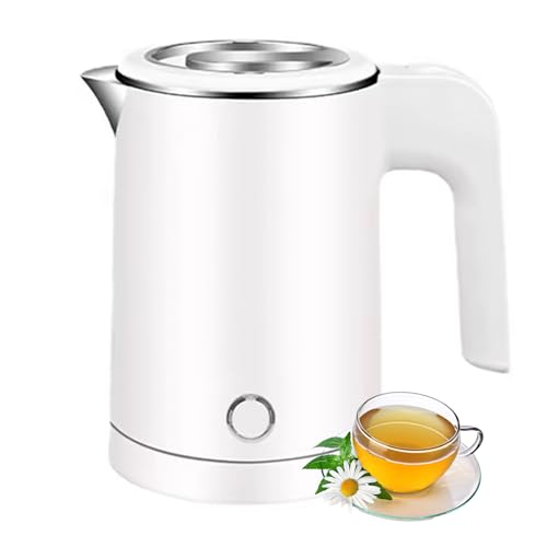 VOLTIX Bollitore Elettrico in Acciaio Inossidabile 0,5L, 600W, bollitore portatile – bollitore elettrico piccolo Ideale per Casa, Ufficio e Viaggi, Senza BPA (Bianco)