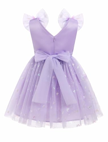 Image of IMEKIS Toddler Kids Girls Butterfly Dress Sparkle Sequins Tulle Wedding Formal Birthday Dresses 2-10T